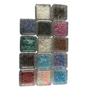 Glass Beads & Seed Beads Assorted Colors Jewelry Craft Set Container Storage